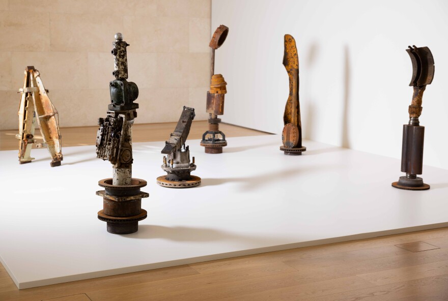 Sculptures by artist Oshay Green on display at the Nasher Sculpture Center in Dallas on Wednesday, Dec. 3, 2025.
