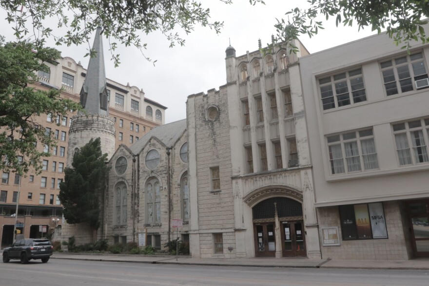 Travis Park Church is located in the center of downtown San Antonio. According to its history, a brothel owner once heard one of the church's street preacher's and decided to convert to the faith.