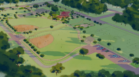 Artist rendering of improved MacDona Plaza Park