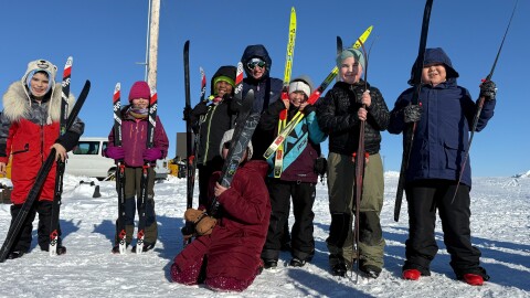 The Skiku team traveled to several Interior villages along the Yukon River – Grayling, Anvik, Shageluk and Holy Cross — to teach kids skiing.