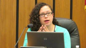 IPS Board member Gayle Cosby speaks during an IPS school board meeting in May.