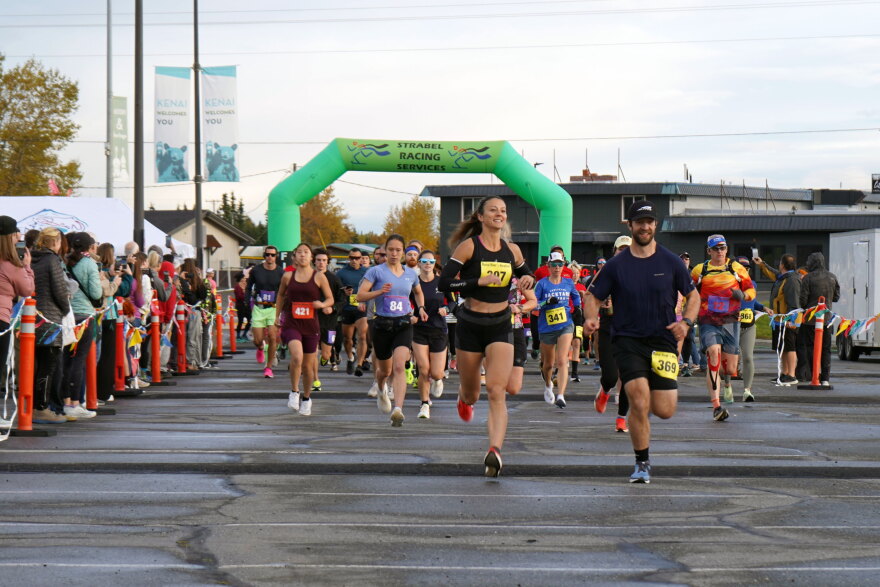Racers set out on the Kenai River Marathon from the Kenai Chamber of Commerce and Visitor Center in Kenai, Alaska, on Sunday, Sept. 27, 2026.