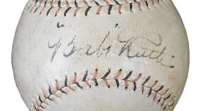 Babe Ruth autographed baseball (via Hunt Auctions)