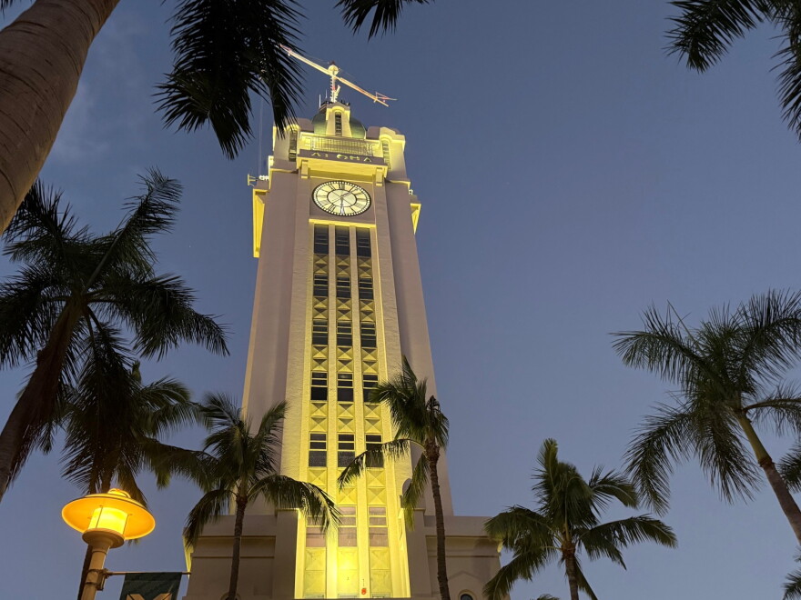 The Aloha Tower seen in the early morning of Oct. 15th, 2026 before its grand reopening.