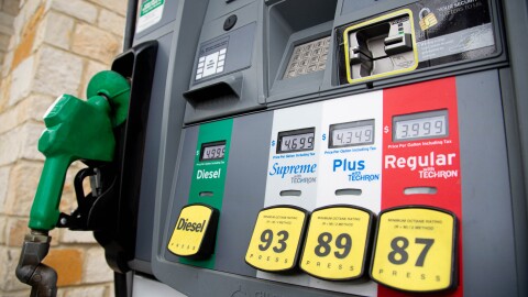 FILE — A Chevron gas station pump in Austin on March 14, 2022.