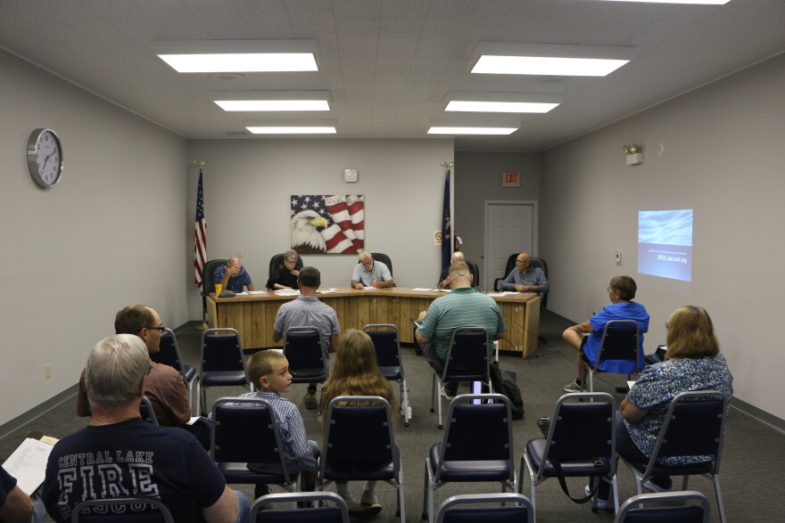 A recent Central Lake Township board meeting. Pictured from left to right are Trustee Patrick Hanlon, Clerk Judy Kosloski, Supervisor Mark Byard, Treasurer Larry Germain and Trustee Stanley Bean.