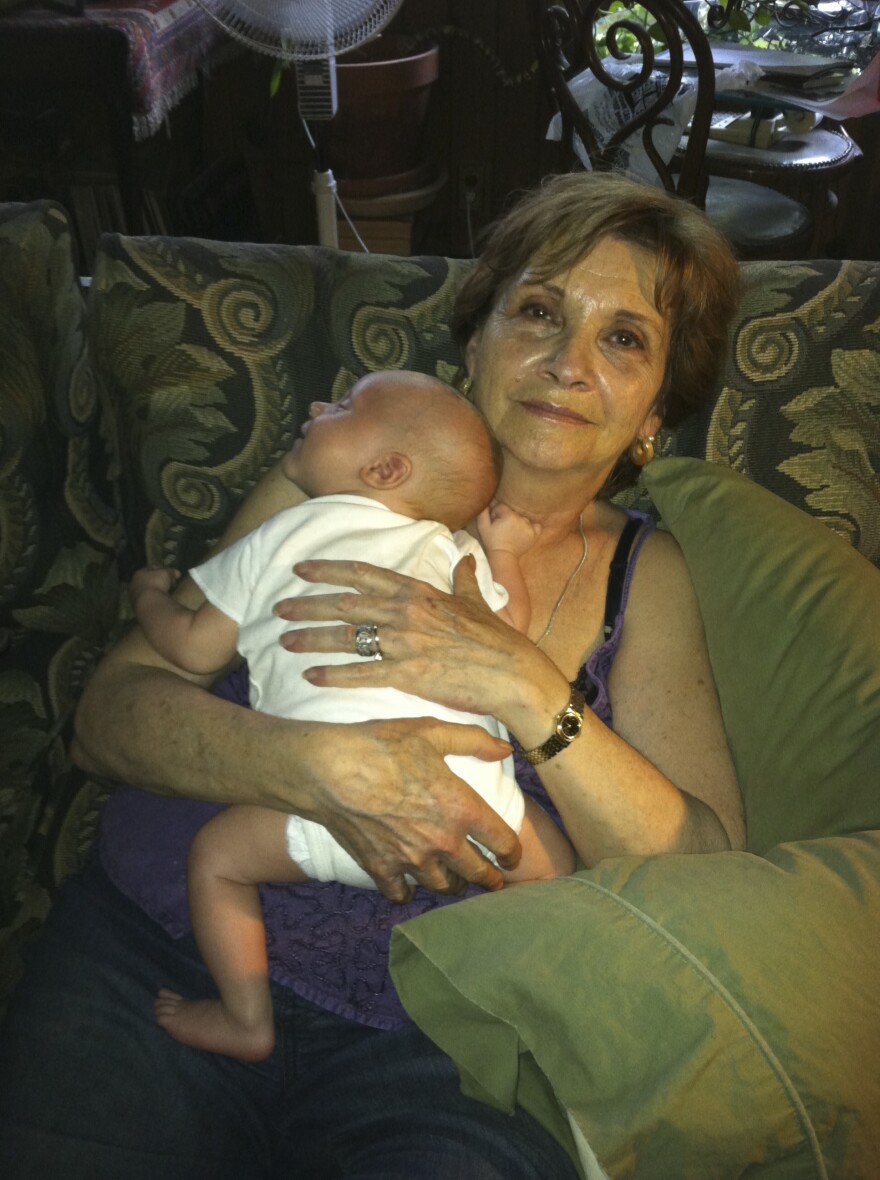 Abby Spitzer of Croton-on-Hudson, N.Y., with her grandson Auden White in 2013. Abby died on May 5, 2020. "Many of us feel the compulsion to prove over and over again that our tragedies are real," says her daughter Jennifer Spitzer.