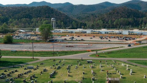 A new data center built in the town of Marble across the road from Moss Cemetery, Cherokee County, NC on April 7, 2026.