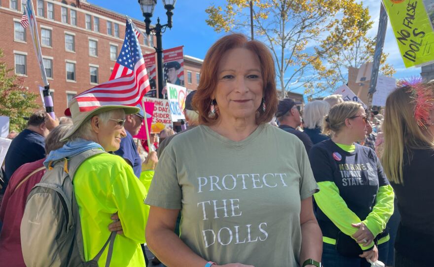 Jas Martinez of Hillsborough said one of the reasons she came to protest in Concord is President Trump’s executive orders targeting transgender people like herself. “Telling people they don’t exist, that’s just not right,” she said. “We exist and we’ve been existing for centuries, and all of a sudden there’s somebody in the Oval Office who doesn’t like us for some reason.”