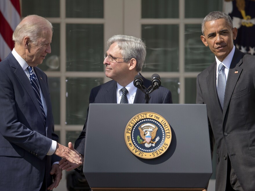 In 2016, Judge Merrick Garland was President Barack Obama's nominee to the Supreme Court. Five years later, he is President Biden's pick to lead the Department of Justice. Above, Garland stands with Obama and Biden in the Rose Garden after being introduced as Obama's nominee.