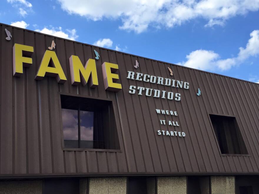 Sign on the building of the FAME Recording Studios in Muscle Shoals, Alabama