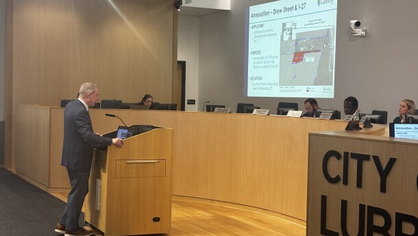 Terry Holeman from Hugo Reed and Associates speaking to Lubbock City Council on June 28, 2026.