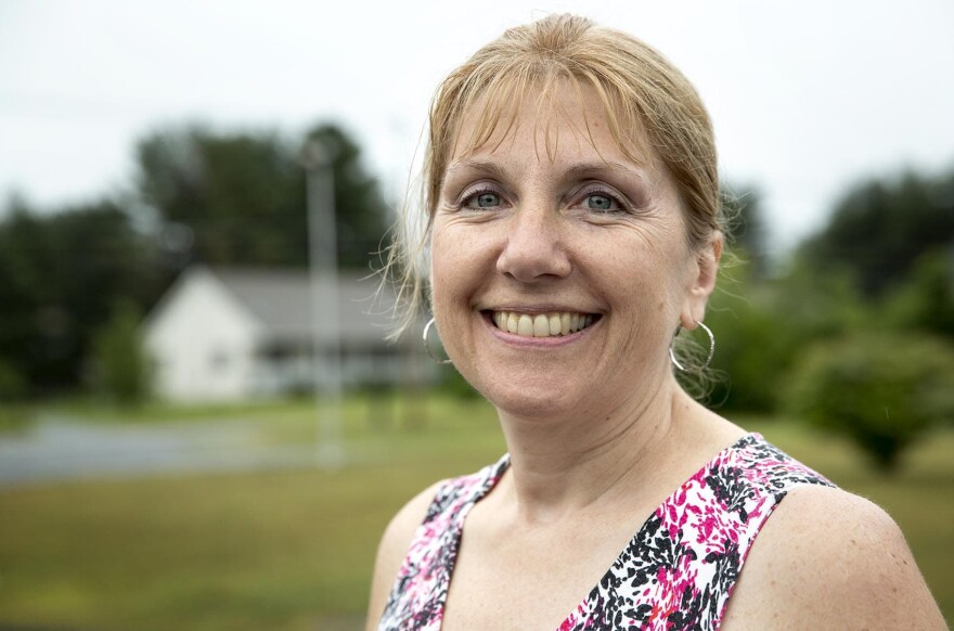 Brenda Anderson, administrative assistant for the police department in Orange. (Robin Lubbock/WBUR)