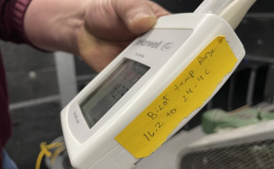 Mike Brown, head of campus sustainability at the Portland Museum of Art, shows the PMA's climate control methods