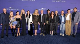 (L-R) Mark Kamine, Haley Lu Richardson, Simona Tabasco, Meghann Fahy, Beatrice Grannò, Jennifer Coolidge, Mike White, Will Sharpe, Sabrina Impacciatore, Michael Imperioli, F. Murray Abraham, Adam DiMarco, and David Bernad attend the Los Angeles Season 2 Premiere of HBO Original Series "The White Lotus." (Amy Sussman/Getty Images)