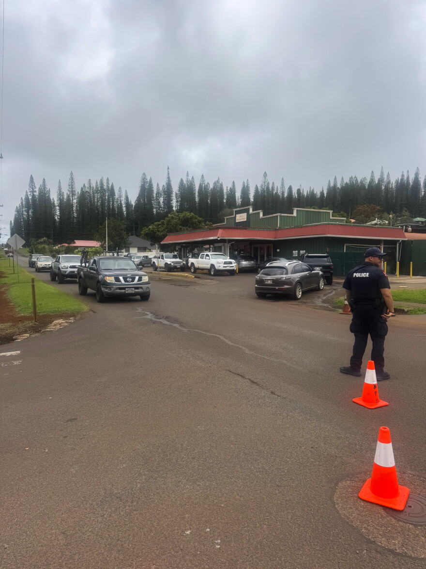 Lānaʻi residents lined up to fill up on gas on Sept. 8, as fuel restrictions were put in place to conserve supplies.