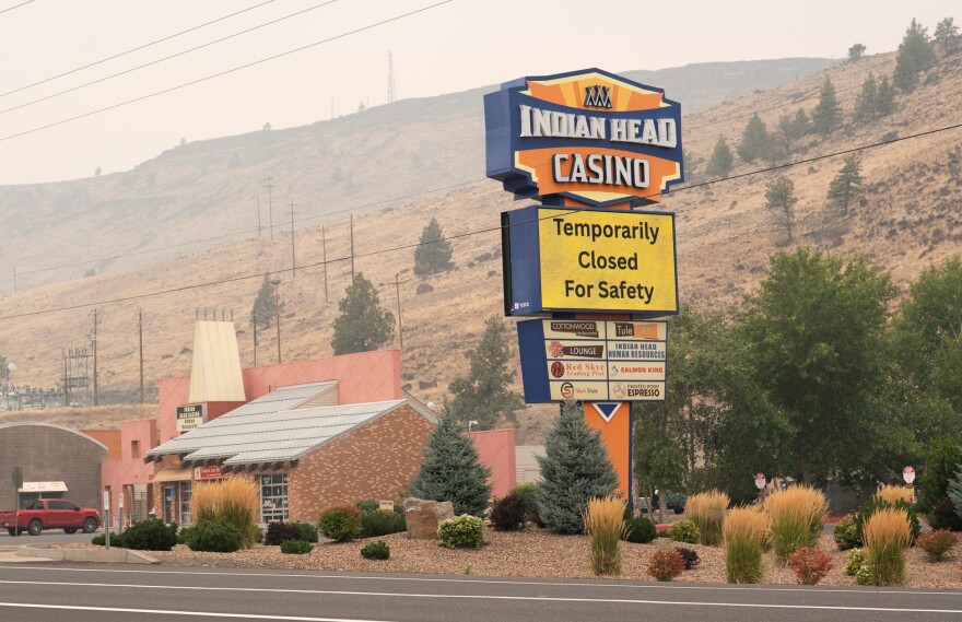 A sign displayed at the Indian Head Casino in Warm Springs, Ore., on July 30, 2026.