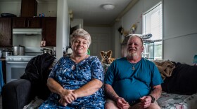 Carolyn Marcel and Kenneth Scott Jr. in their FEMA trailer in Chauvin.