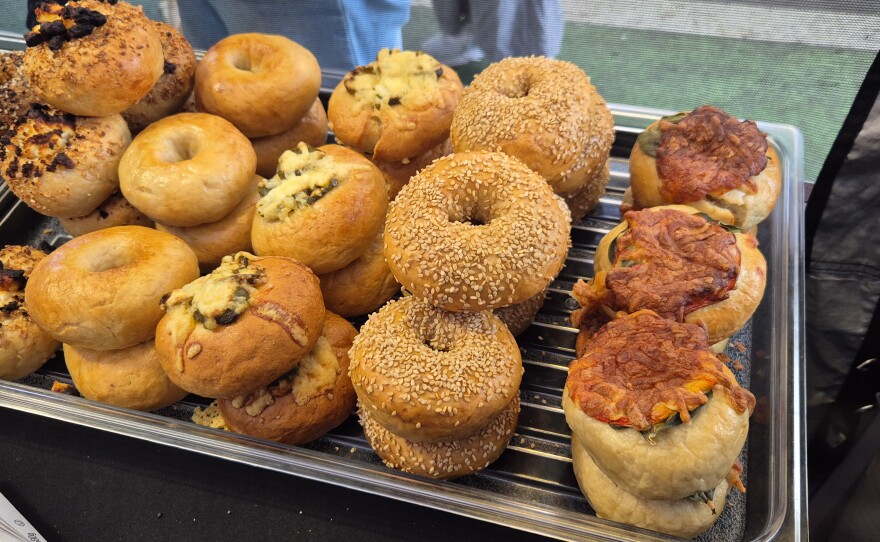 The selection of gluten-free bagels, fresh out of the oven.