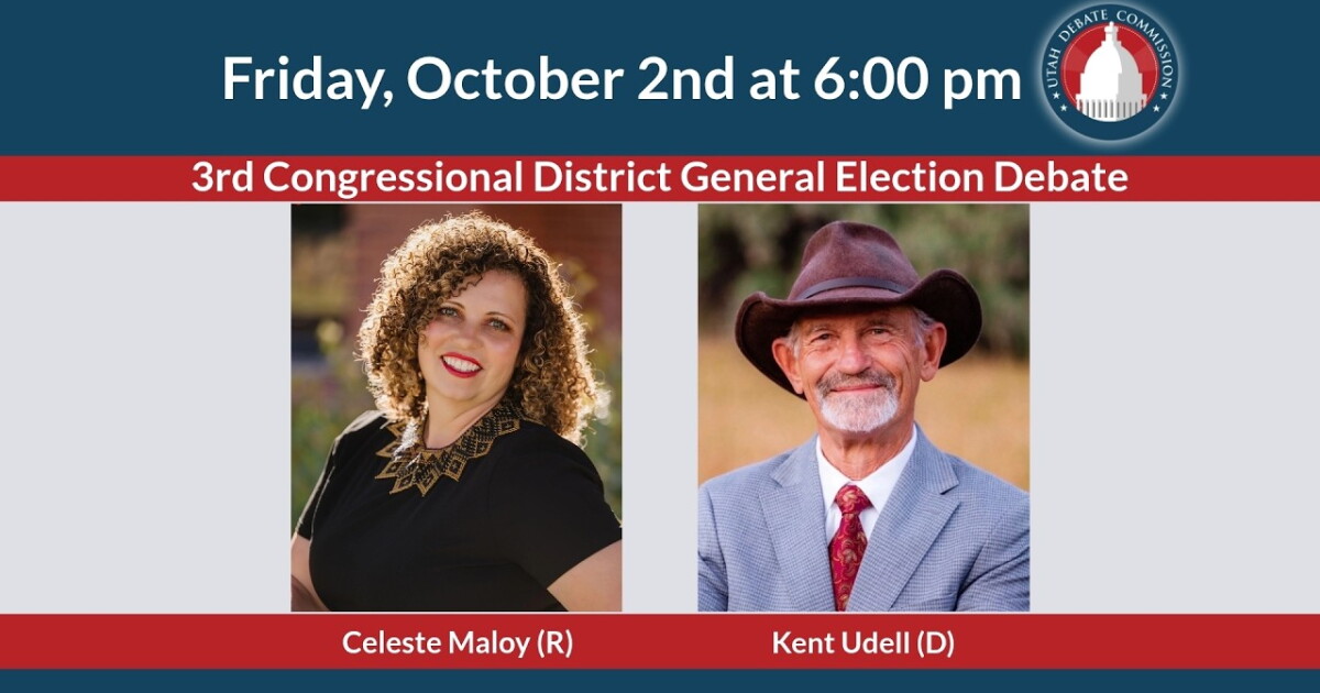 WATCH LIVE: 3rd Congressional District Debate with Celeste Maloy and Kent Udell