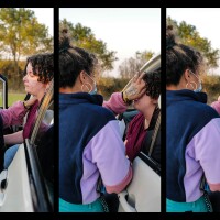 Tania Wolf (left), comforts Hannah Lopez as she sits in her car following a visit to a women’s immigration detention center in Basile, Louisiana.
