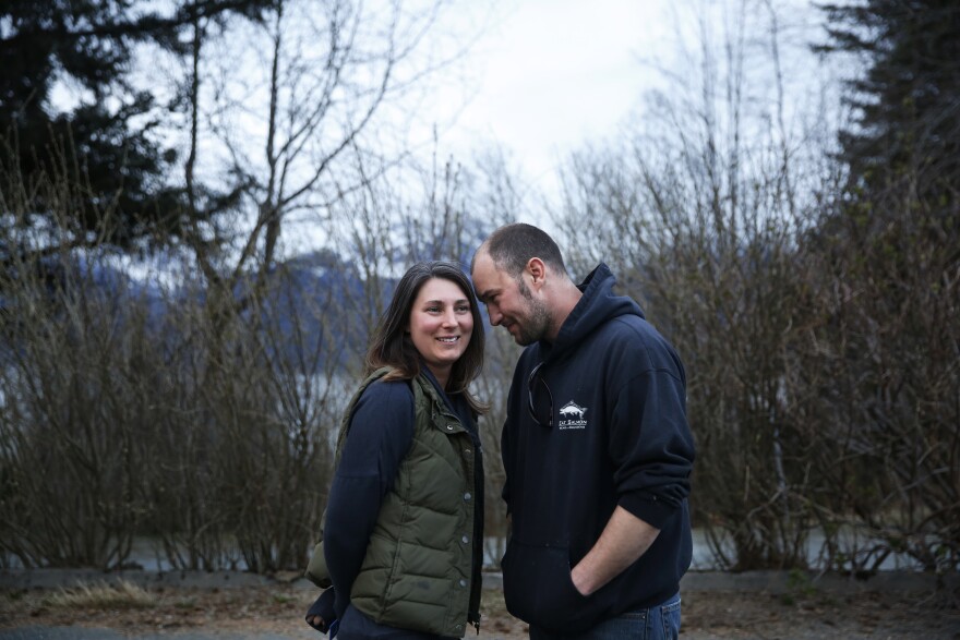 Haynes Tormey and his wife, Katie. Haynes moved back to Haines, the town where he grew up, and is now a mechanic and commercial fisherman.