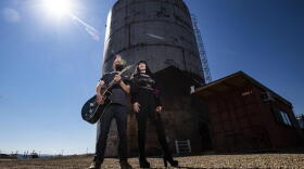 Musicians Michael Van Wagoner and Samantha Wade pose for a portrait in July at The Tank, Center for Sonic Arts, in Rangely. The 65-foot water tank had sat empty for years, but it has been converted into a musical wonder for musicians and experimental sound artists.