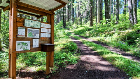 The Coast to the Sea trail is marked in several places with kiosks that provide information to travelers, as seen in this undated photo.