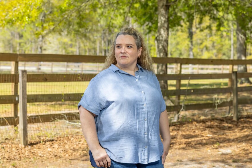 Erin Schaeffer at her home in St. George, Georgia. She is paying $420 a month toward what was nearly a $20,000 bill stemming from her Sono Bello treatment in Jacksonville.