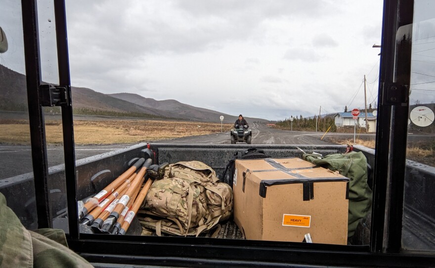 Members of the Alaska Air and Army National Guard and Alaska State Defense Force arrive in Crooked Creek to assist with flood recovery operations May 23, 2023. The Alaska Organized Militia members will assist the community with debris removal and other flood-recovery operations at the direction of the local incident commander and Alaska State Emergency Operations Center.