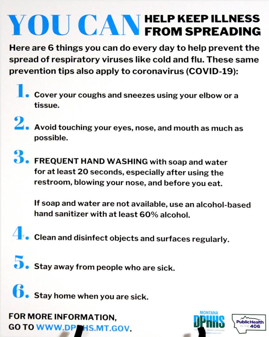 Coronavirus prevention tips from the Montana Department of Public Health and Human Services.