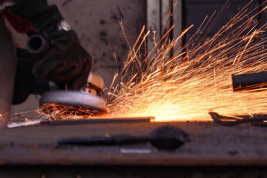 A student works during welding class at Tennessee College of Applied Technology Nashville Wednesday, April 13, 2023, in Nashville, Tenn. While almost every sector of higher education is seeing fewer students registering for classes, many trade school programs are booming with young people who are choosing trade school over a traditional four-year degree. (AP Photo/John Amis)