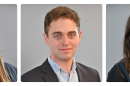 A triptych photo of three new KCUR interns