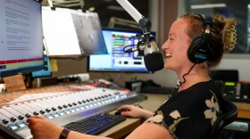 Brianna Bowman hosting on-air at KLCC.