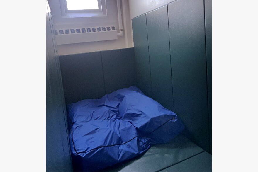 DRCT also found that some of the “quiet rooms/green rooms,” which are located throughout the living and the school areas of Shrub Oak, were dangerous. Specifically, DRCT observed that although these rooms had pads on the walls and floor, some of the rooms have exposed areas to sharp and/or hard surfaces against which a child can hit their heads or other bodily parts and/or otherwise harm themselves.