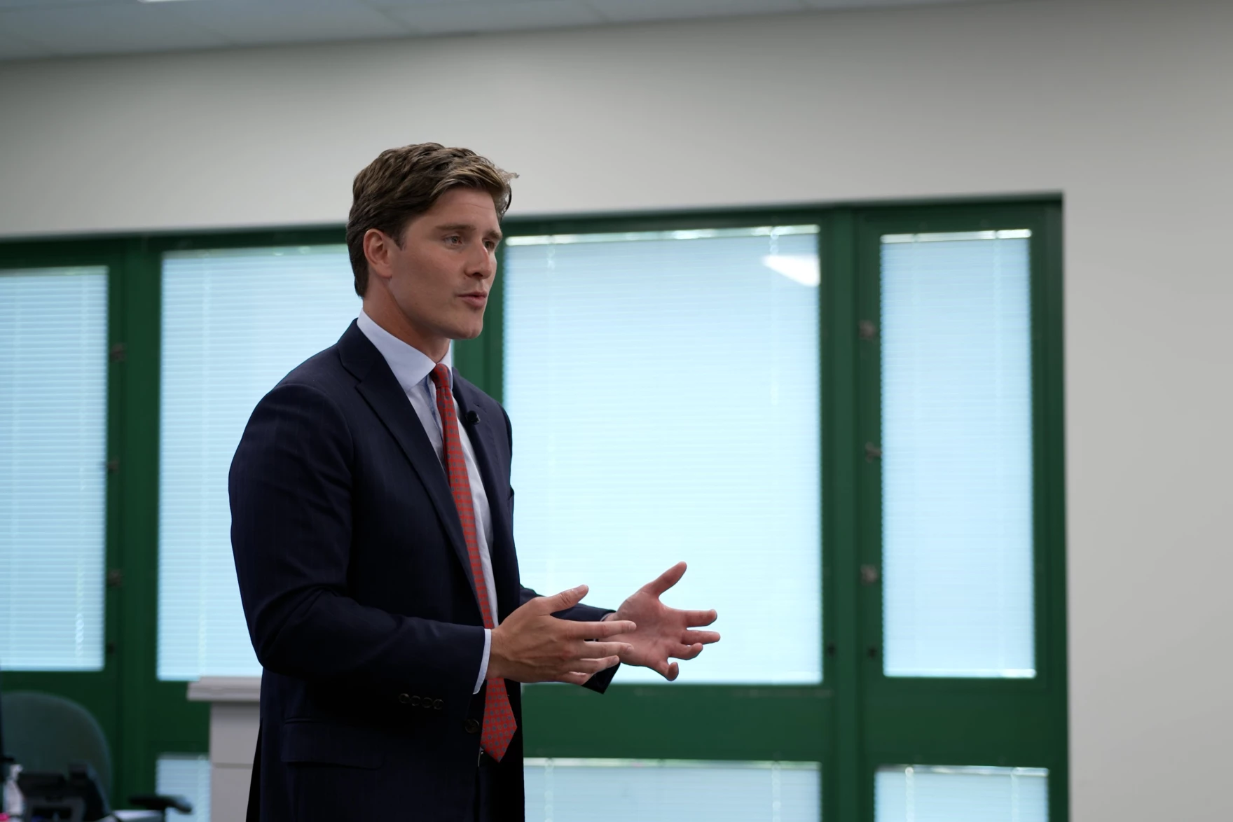 Secretary of State candidate Beau Bayh addresses Bloomington Press Club