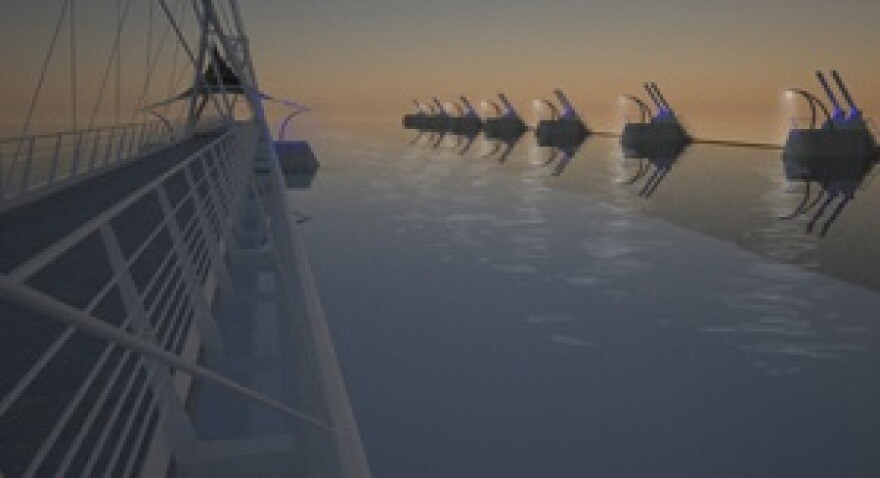 The Town Lake Pedestrian Bridge will be 100 feet from the new steel gate dam.
