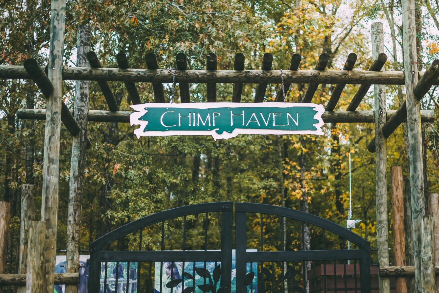 The public entrance of Chimp Haven in Keithville, La.