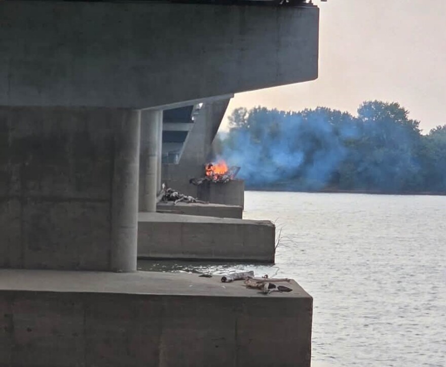 Flames spotted under the William Natcher Bridge, Aug. 10, 2026