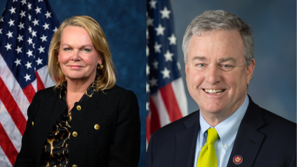 From left to right: US Representative April McClain Delaney (D-MD) and former US Congressman David Trone (D-MD). Ike Hayman, House Creative Services, Public domain, via Wikimedia Commons/US House Office of Photography, Public domain, via Wikimedia Commons
