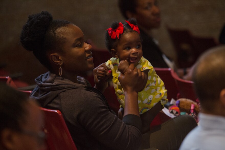 Ifeoma Ibekwe and her daughter Norah Ibekwe at the Show Up for Black Mothers Summit in Austin in March. The Healthier Texas Summit starting Thursday will focus, in part, on high maternal mortality rates among black women in Texas. 