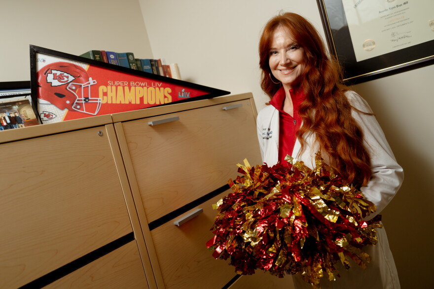 Dr. Jennifer Page, medical director at Mercy Rehabiliation Hospital, on Wednesday, Feb. 7, 2024, in Sappington. Page cheered with the Kansas City Chiefs while in medical school at the University of Missouri Kansas City.