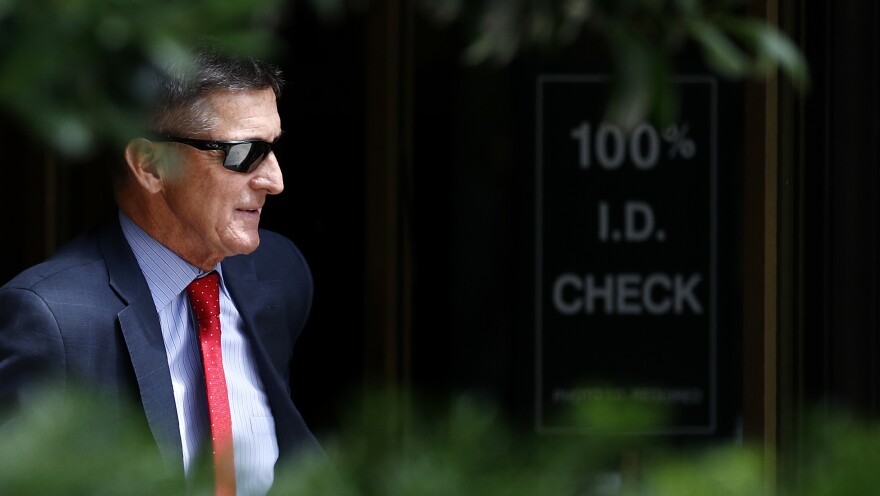 Michael Flynn, President Trump's former national security adviser, departs a federal courthouse after a hearing in June 2019.