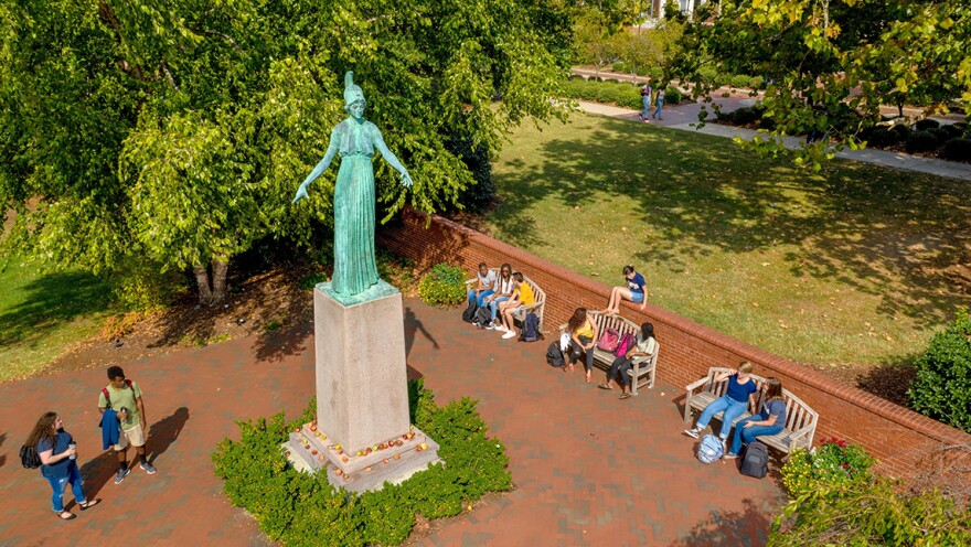 Statue of Minerva on UNCG's campus.