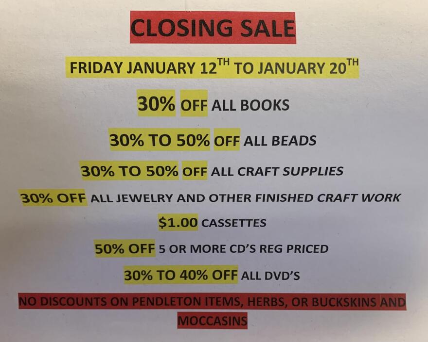 Discounted items at Drumbeat's closing sale ranged from books and beads to CDs and casettes.