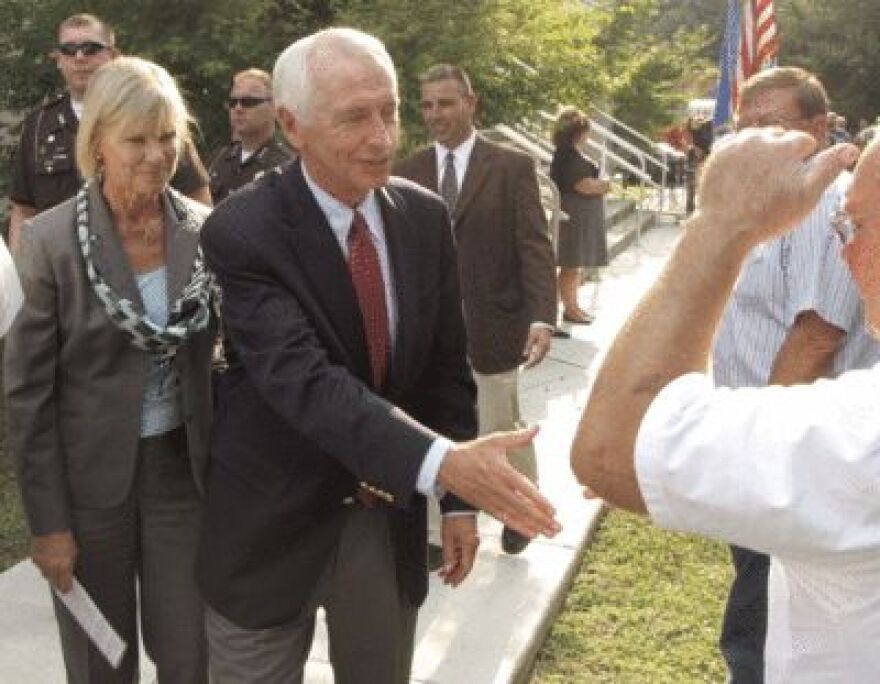 Gov. Steve Beshear and First Lady Jane Beshear greeted visitors during the coal and rail event.