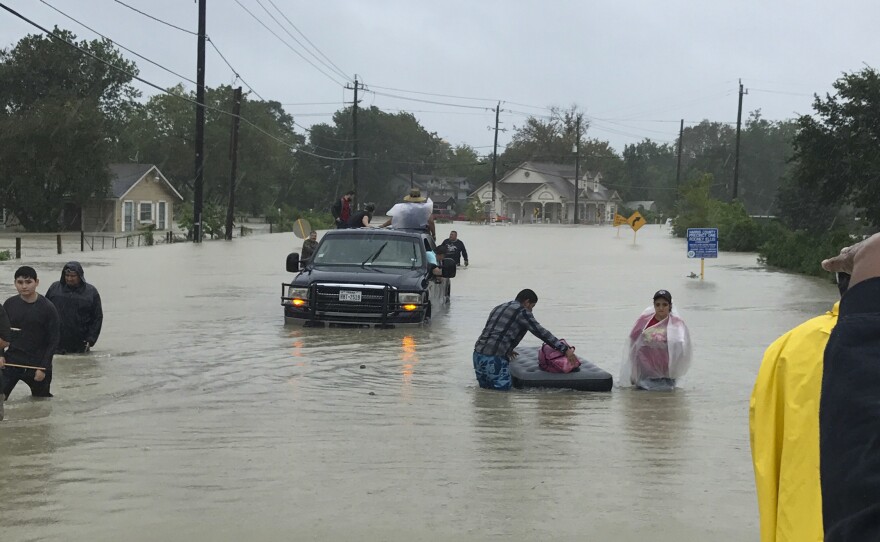 Stranded cars and people as seen from school counselor Brandon McElveen's truck.