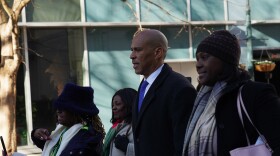 Sen. Cory Booker, D-New Jersey, marches with folks down Main Street to the King Day at the Dome celebration from Zion Baptist Church to the Statehouse in Columbia Jan. 19, 2026.