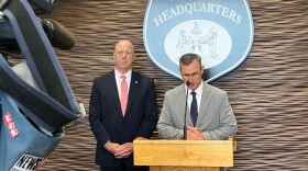 Albany Police Chief Brendan Cox addresses members of the media alongside Albany County District Attorney Lee Kindlon on Friday, July 10, 2026.