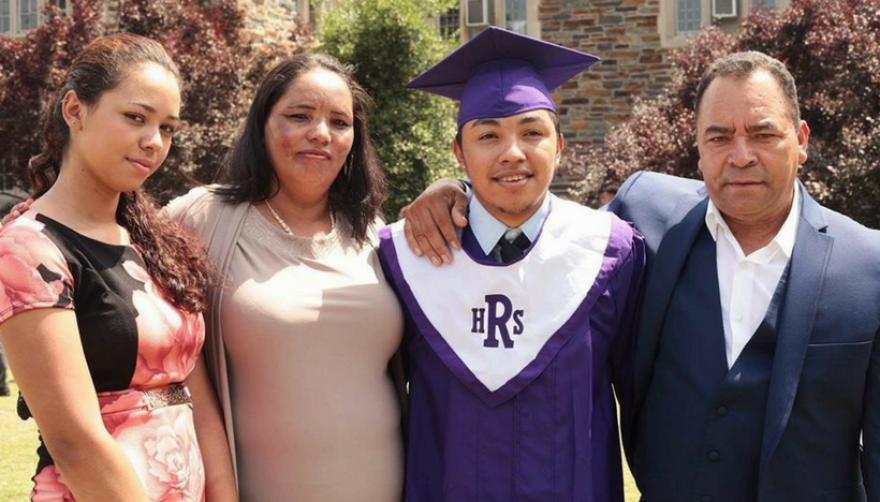 Wildin Acosta, second from right, with his family at his graduation from Riverside High School on June 13, 2017.